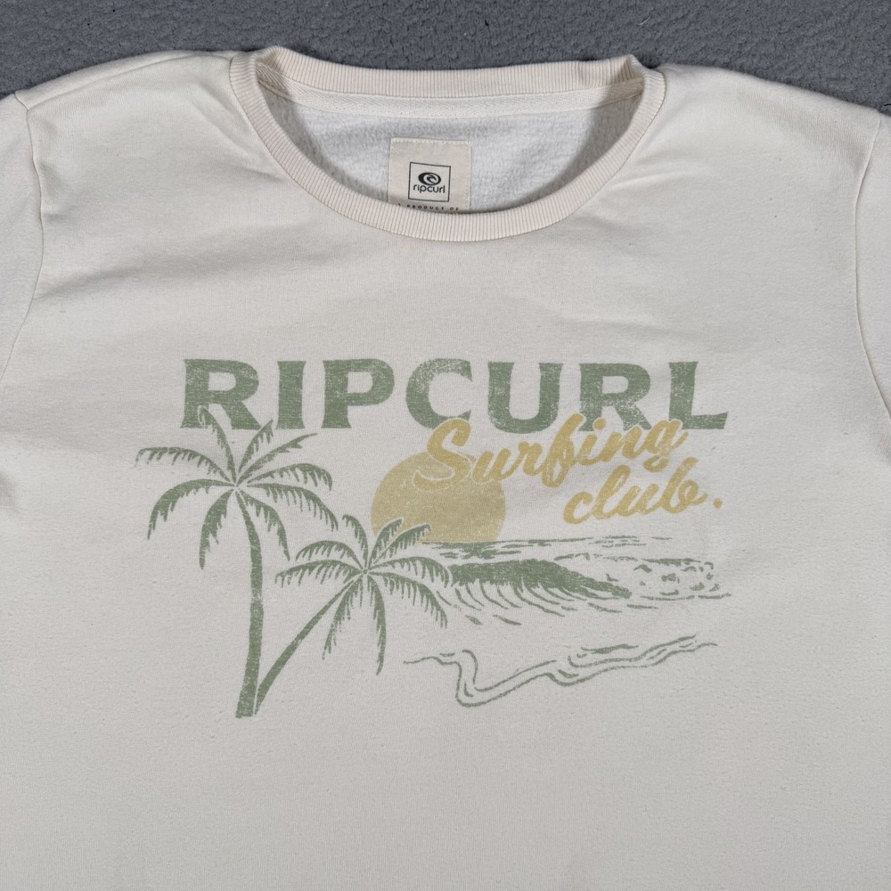 Ripcurl Sweater Mens Large Beige Surfing Club Pullover Crewneck Casual Preppy